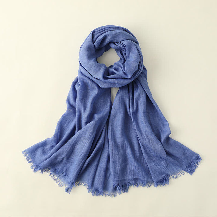 Solid Color Crinkle Travel Wrap Thin Summer Scarf - RoyalBlue - image 27