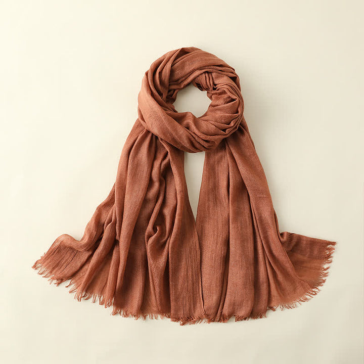 Solid Color Crinkle Travel Wrap Thin Summer Scarf - Chocolate - image 18
