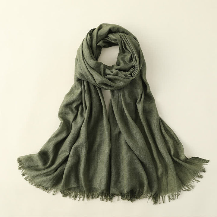 Solid Color Crinkle Travel Wrap Thin Summer Scarf - Army Green - image 30