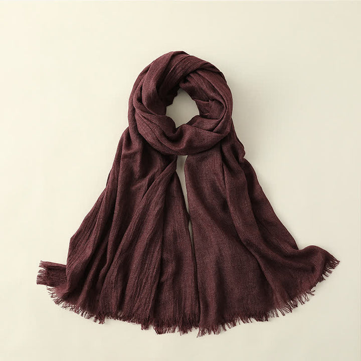 Solid Color Crinkle Travel Wrap Thin Summer Scarf - Dark Purple - image 5