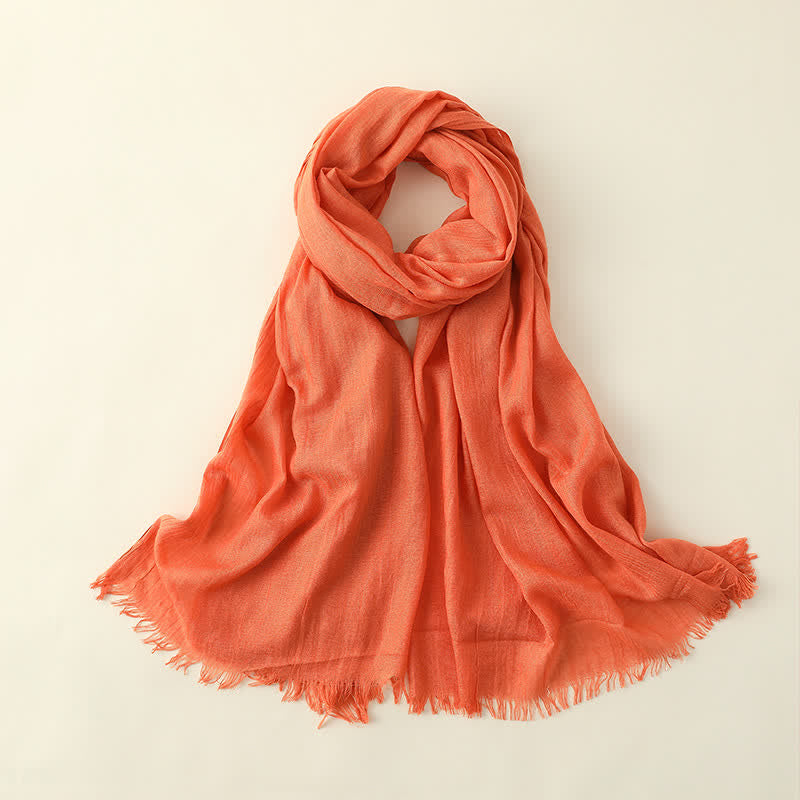 Solid Color Crinkle Travel Wrap Thin Summer Scarf - Orange - image 11