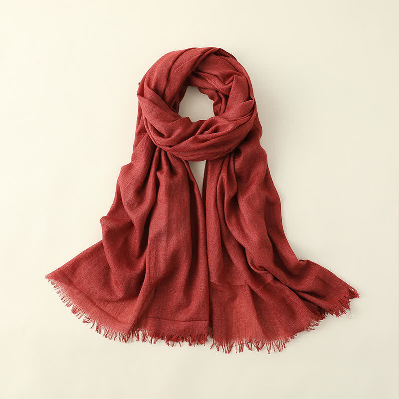 Solid Color Crinkle Travel Wrap Thin Summer Scarf - FireBrick - image 19