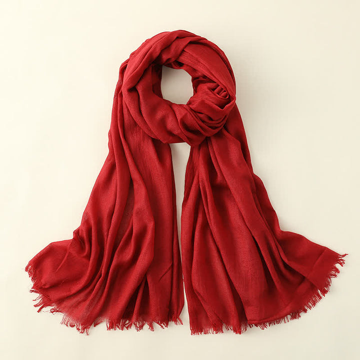 Solid Color Crinkle Travel Wrap Thin Summer Scarf - OrangeRed - image 15