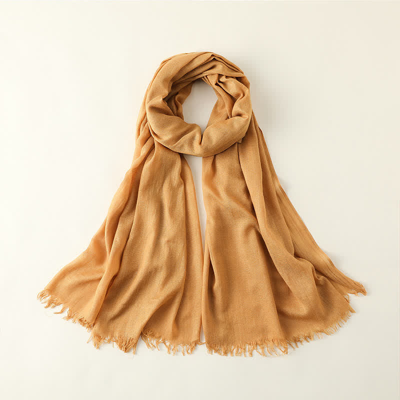 Solid Color Crinkle Travel Wrap Thin Summer Scarf - Goldenrod - image 9