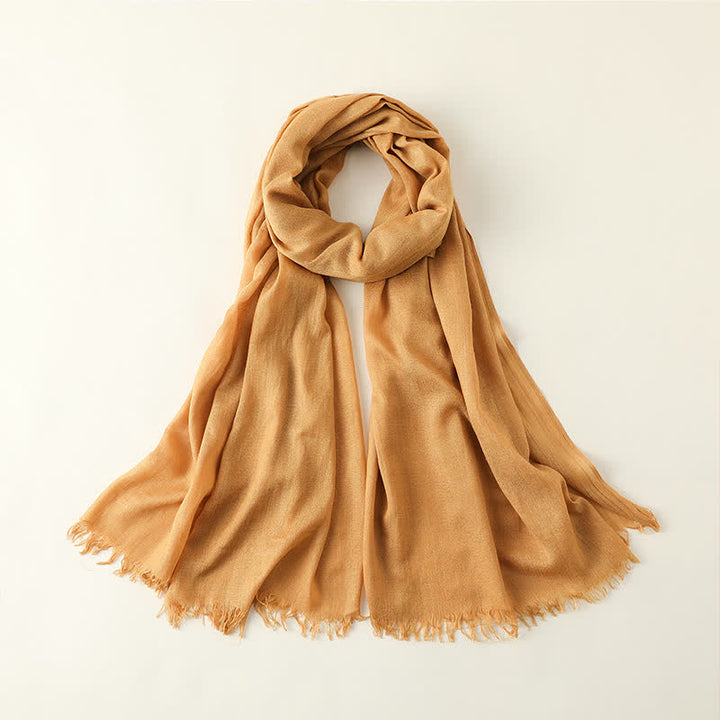 Solid Color Crinkle Travel Wrap Thin Summer Scarf - Goldenrod - image 9