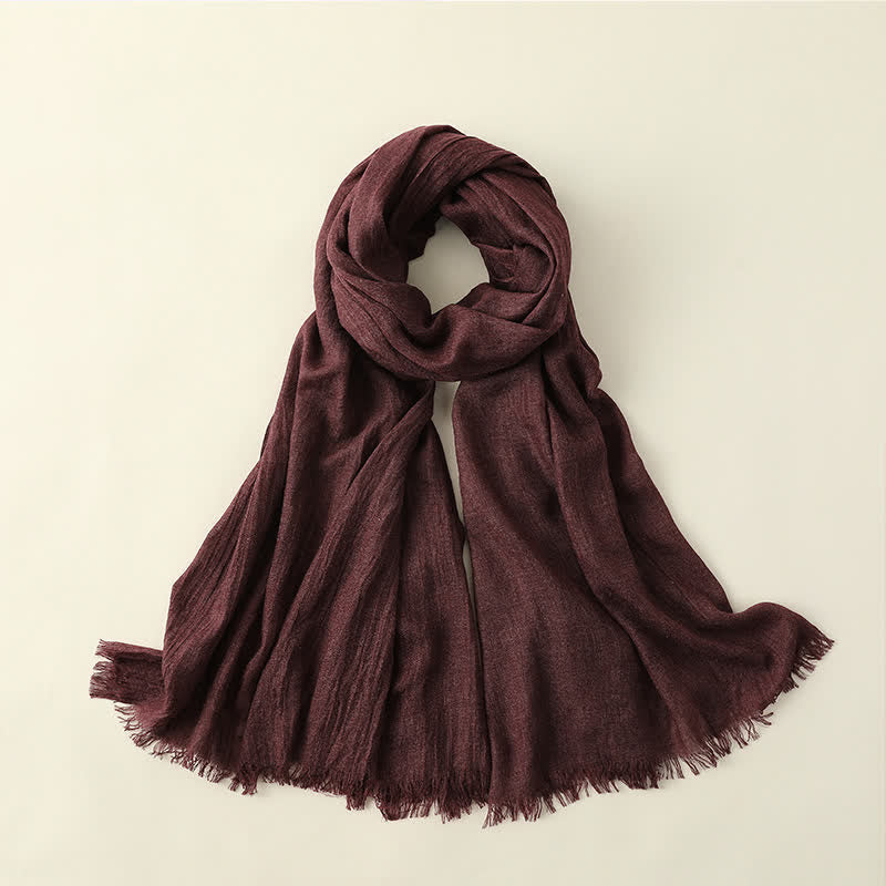 Solid Color Crinkle Travel Wrap Thin Summer Scarf - Dark Purple - image 5