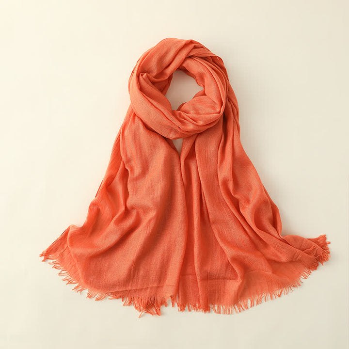 Solid Color Crinkle Travel Wrap Thin Summer Scarf - Orange - image 11