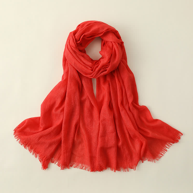 Solid Color Crinkle Travel Wrap Thin Summer Scarf - Red - image 8