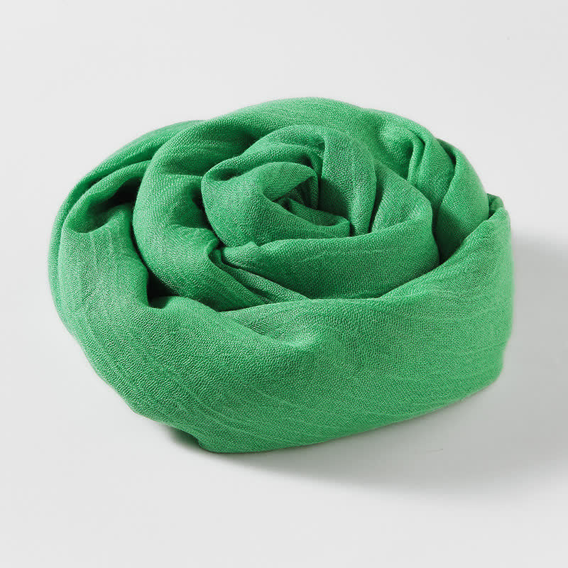 Solid Color Crinkle Travel Wrap Thin Summer Scarf - Green - image 40