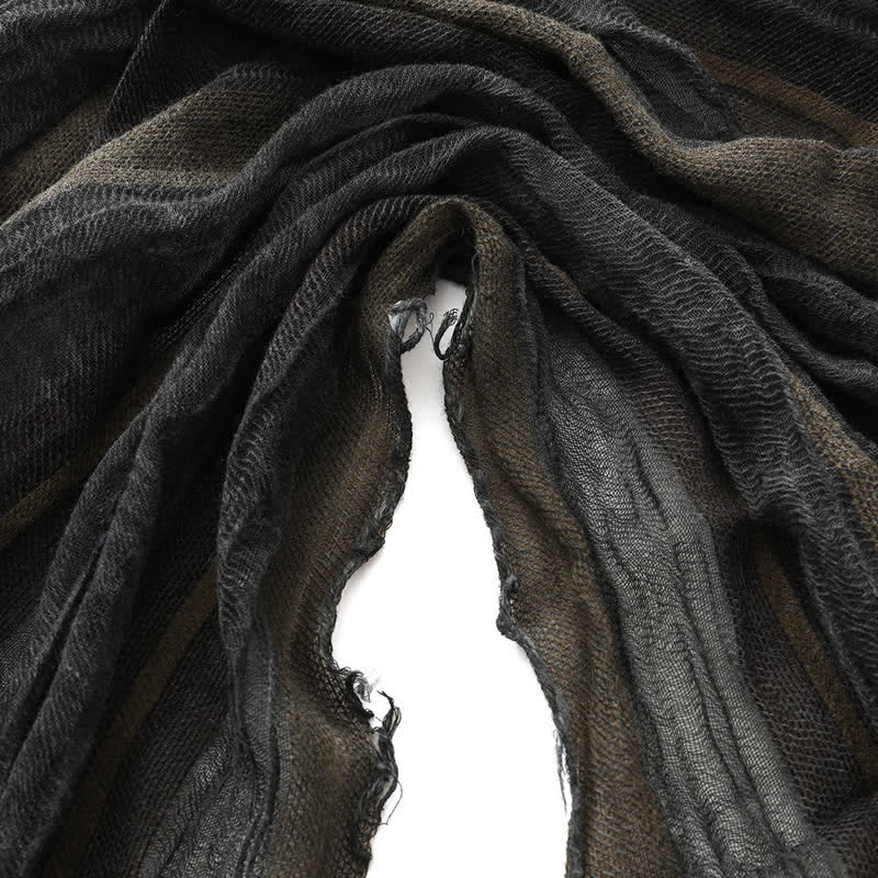 Retro Tie-Dye Striped Pattern Color-Blocked Pleated Art Scarf