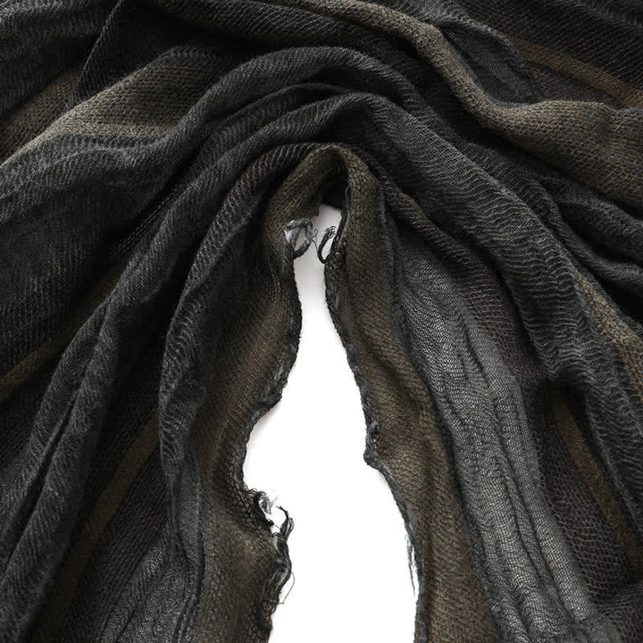 Retro Tie-Dye Striped Pattern Color-Blocked Pleated Art Scarf