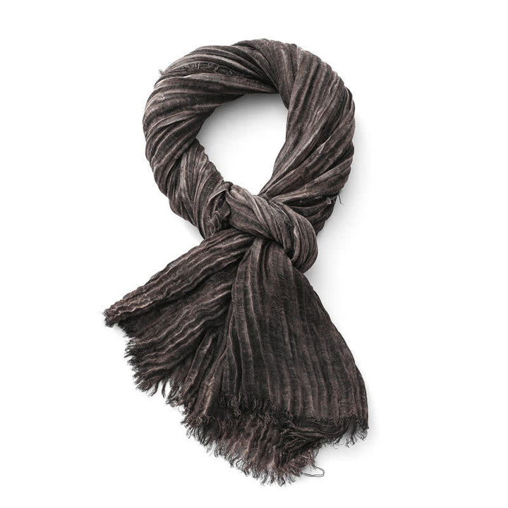 Lightweight Retro Hand-Stained Solid Color Crinkle Scarf - image 7