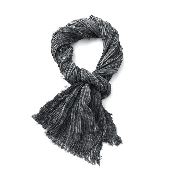 Lightweight Retro Hand-Stained Solid Color Crinkle Scarf - image 2