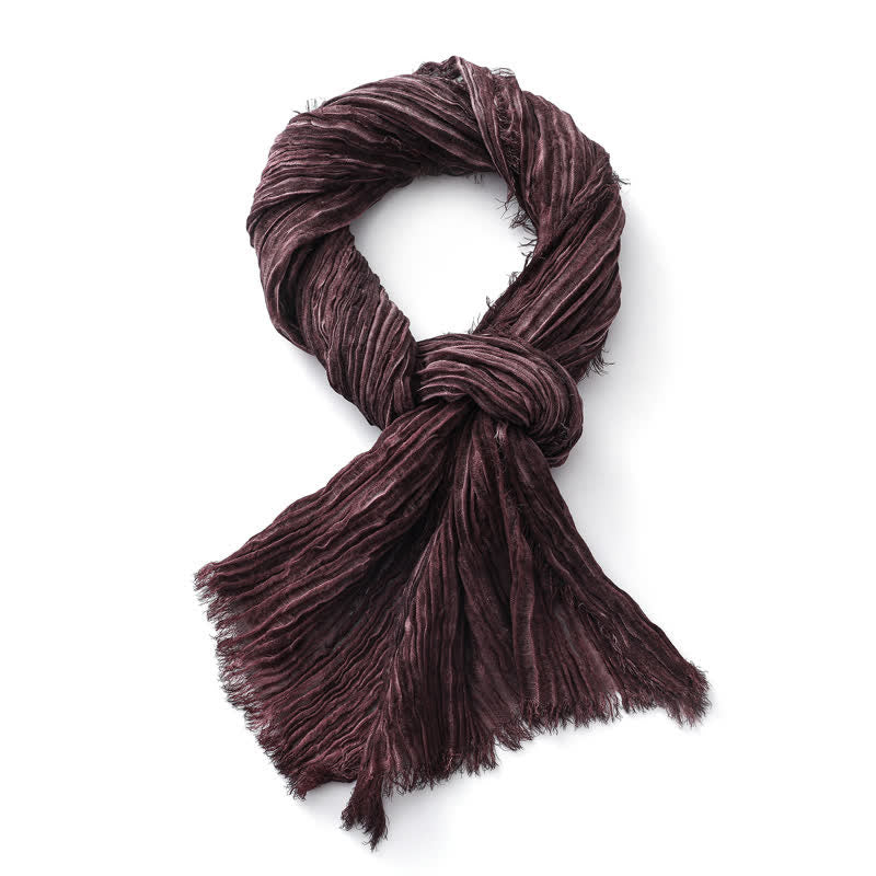 Lightweight Retro Hand-Stained Solid Color Crinkle Scarf - image 13