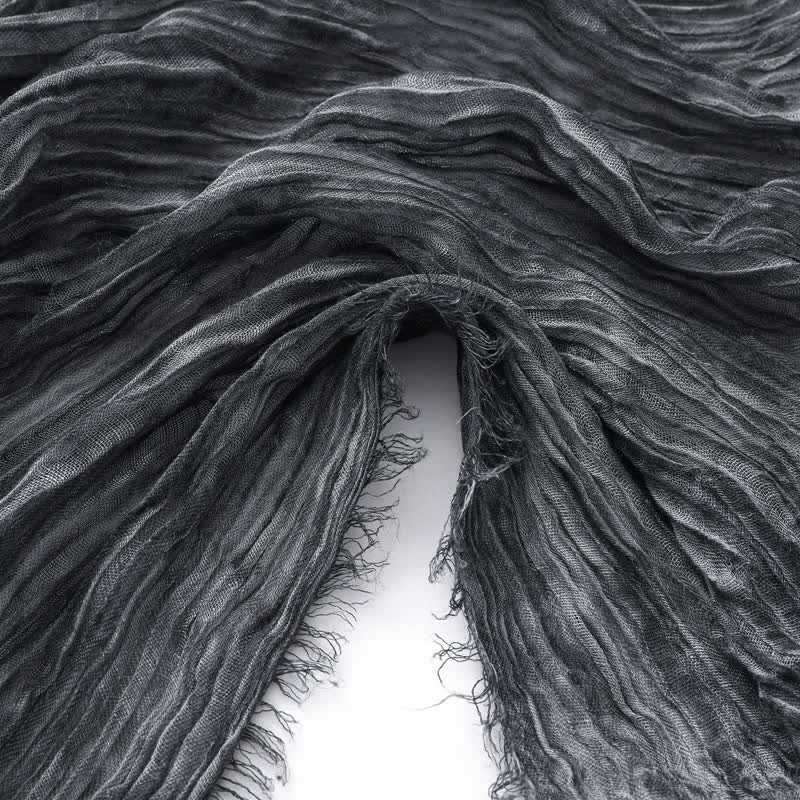 Lightweight Retro Hand-Stained Solid Color Crinkle Scarf