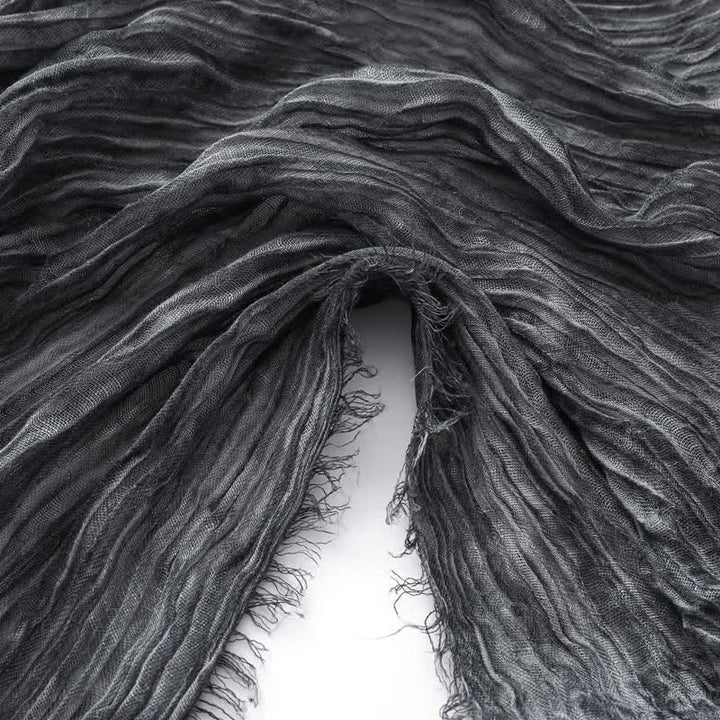 Lightweight Retro Hand-Stained Solid Color Crinkle Scarf