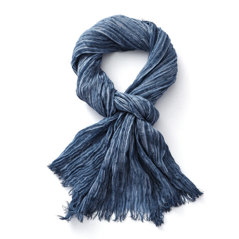 Lightweight Retro Hand-Stained Solid Color Crinkle Scarf