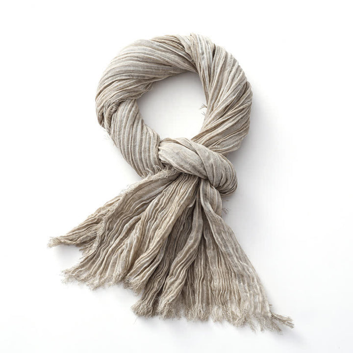 Lightweight Retro Hand-Stained Solid Color Crinkle Scarf - image 11