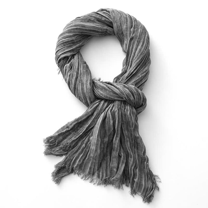Lightweight Retro Hand-Stained Solid Color Crinkle Scarf - image 5
