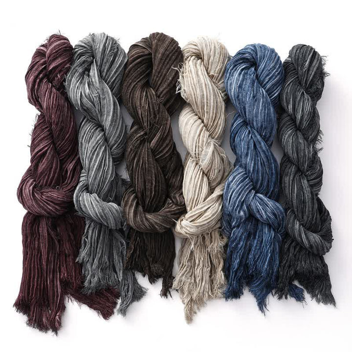 Lightweight Retro Hand-Stained Solid Color Crinkle Scarf - image 1