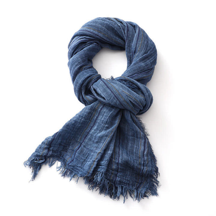 Breathable Tie-Dyed Decorative Striped Cotton Linen Scarf - image 2