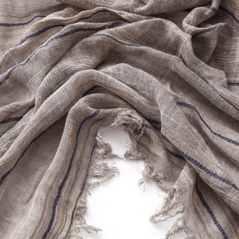 Breathable Tie-Dyed Decorative Striped Cotton Linen Scarf