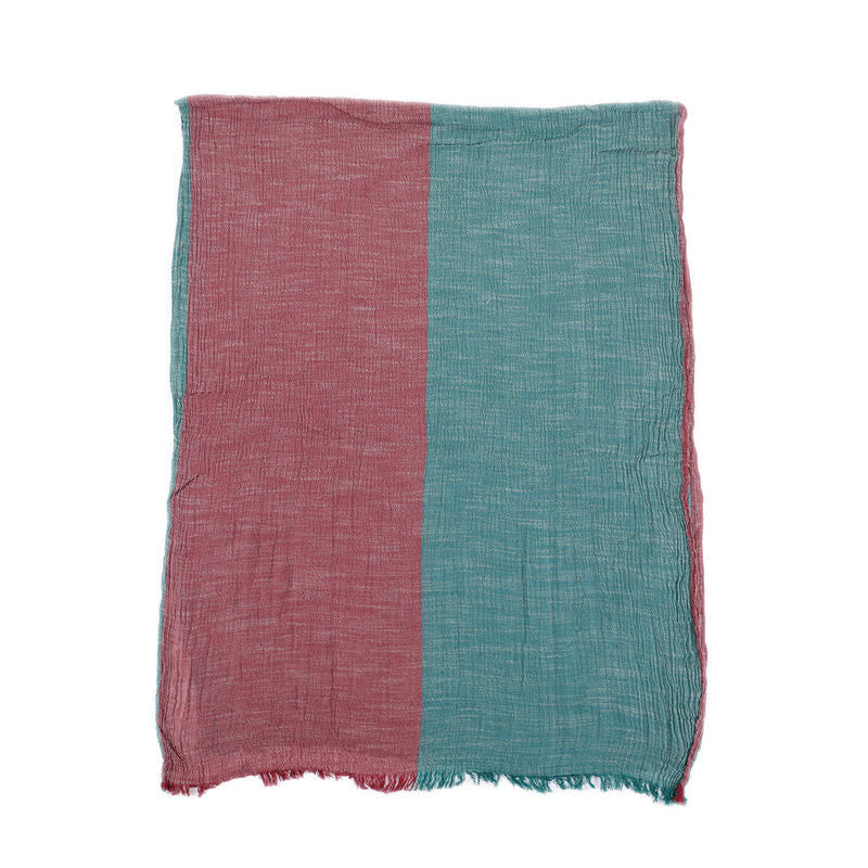 Two-Tone Color Matching Thin Cotton Linen Scarf - image 6