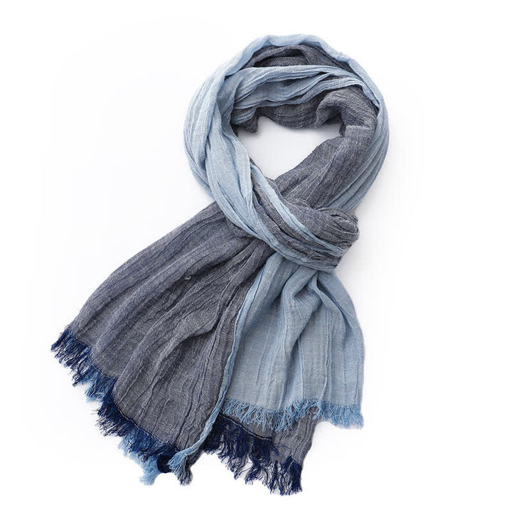 Two-Tone Color Matching Thin Cotton Linen Scarf - image 3