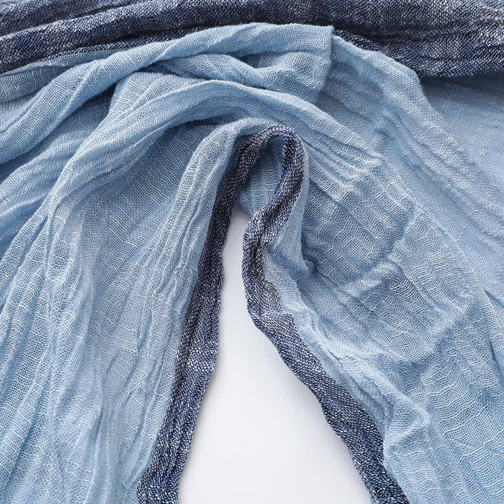 Two-Tone Color Matching Thin Cotton Linen Scarf - image 4