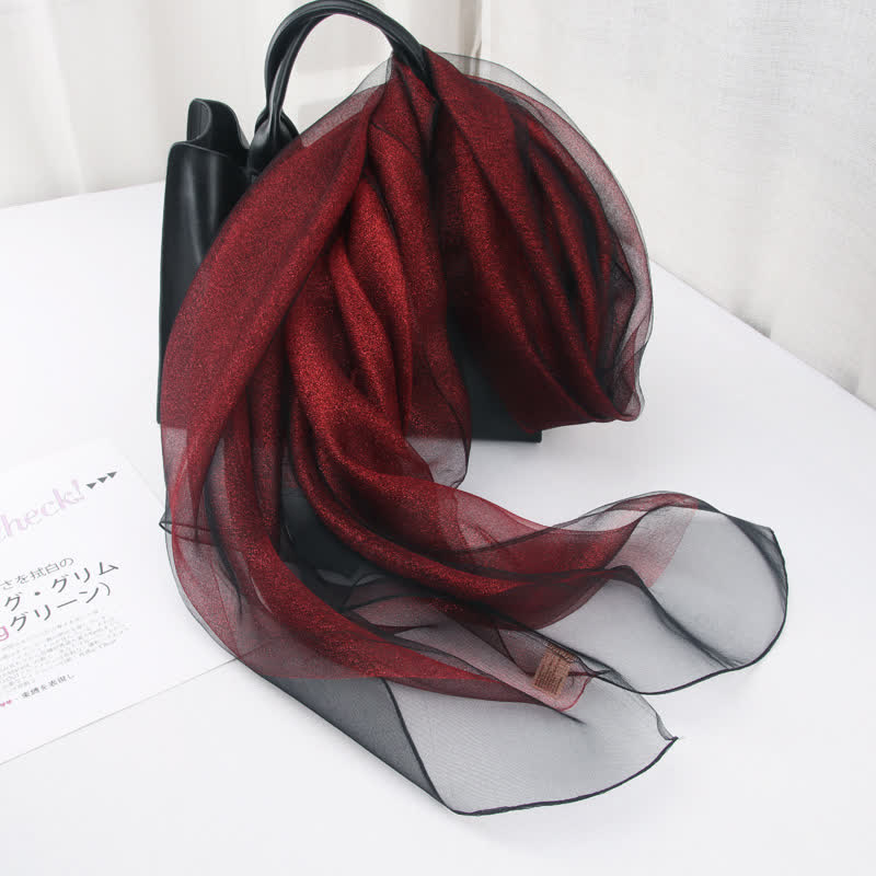 Women's Luxury Shimmering Organzan Silk Scarf - Burgundy - image 1