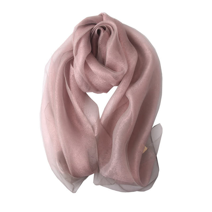 Women's Luxury Shimmering Organzan Silk Scarf - Rosy Brown - image 11
