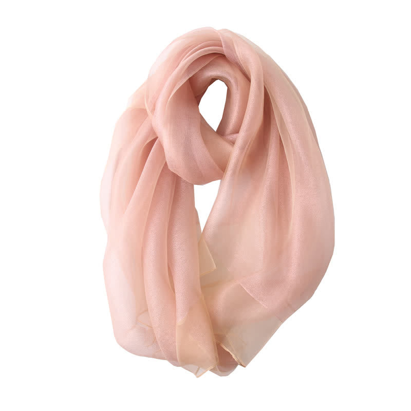 Women's Luxury Shimmering Organzan Silk Scarf - Light Salmon - image 6