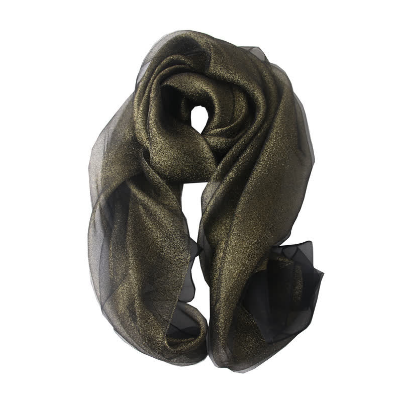 Women's Luxury Shimmering Organzan Silk Scarf - Black Gold - image 12