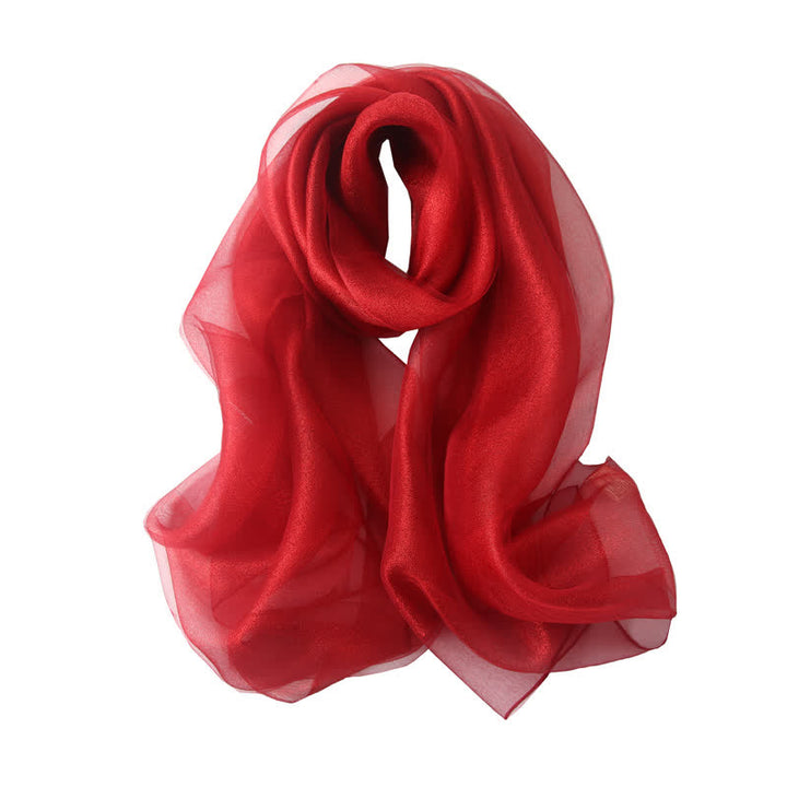 Women's Luxury Shimmering Organzan Silk Scarf - Red - image 17