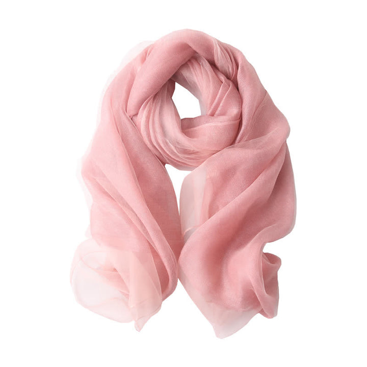 Women's Luxury Shimmering Organzan Silk Scarf - Pink - image 9
