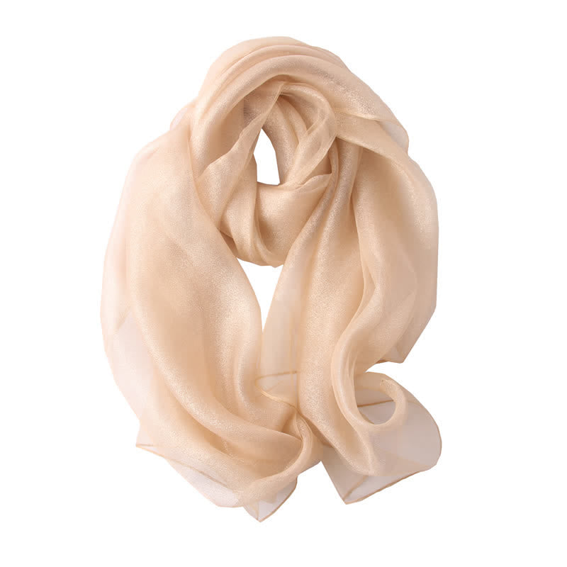Women's Luxury Shimmering Organzan Silk Scarf - Ivory - image 5