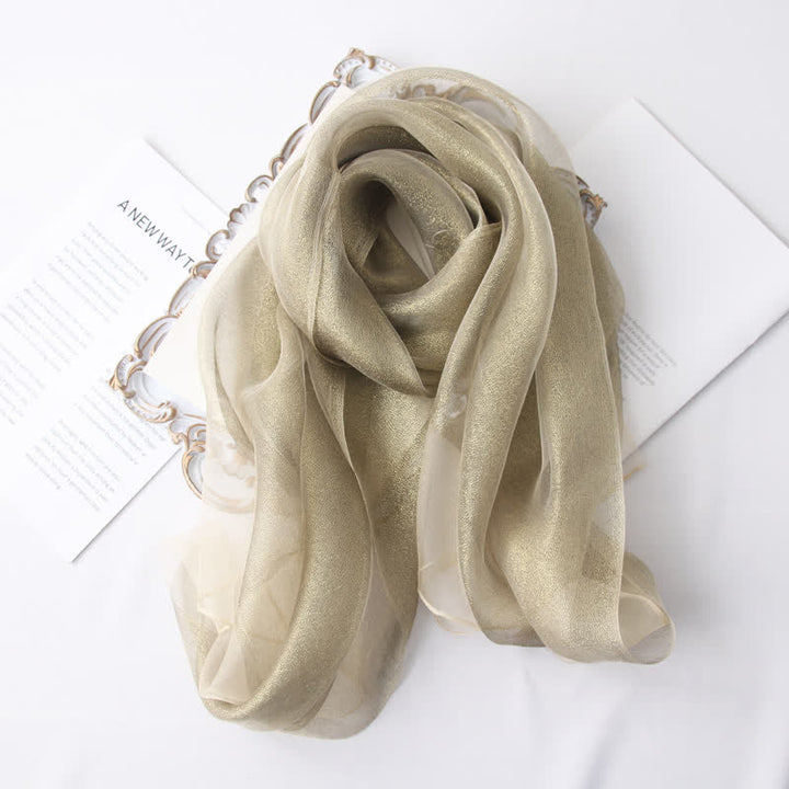 Women's Luxury Shimmering Organzan Silk Scarf - Matte Gold - image 0
