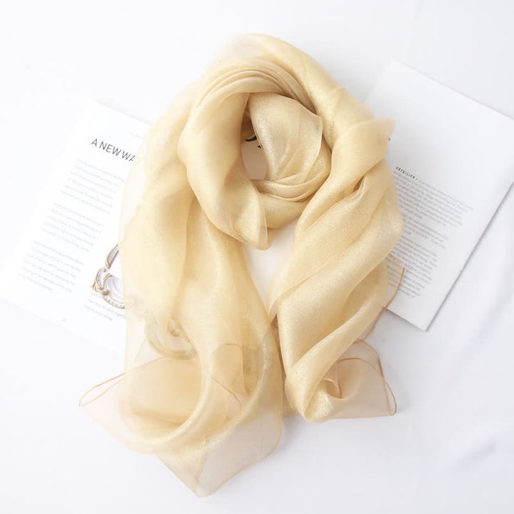 Women's Luxury Shimmering Organzan Silk Scarf - Gold - image 4