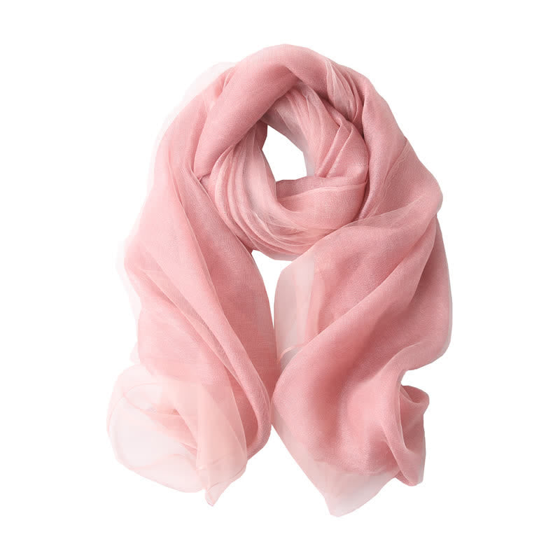 Women's Luxury Shimmering Organzan Silk Scarf - Pink - image 9