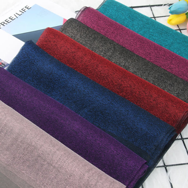 Women's Double Layers Shimmering Tassels Organza Silk Scarf