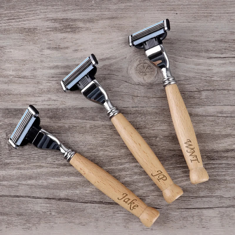 3Pcs Custom Name Groomsmen Souvenirs Razor Set with Wooden Box - image 4