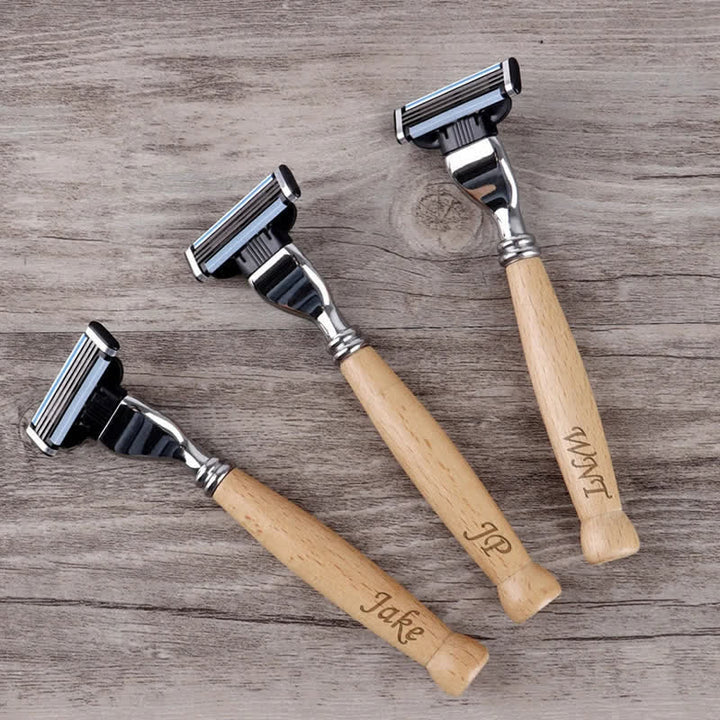 3Pcs Custom Name Groomsmen Souvenirs Razor Set with Wooden Box - image 4