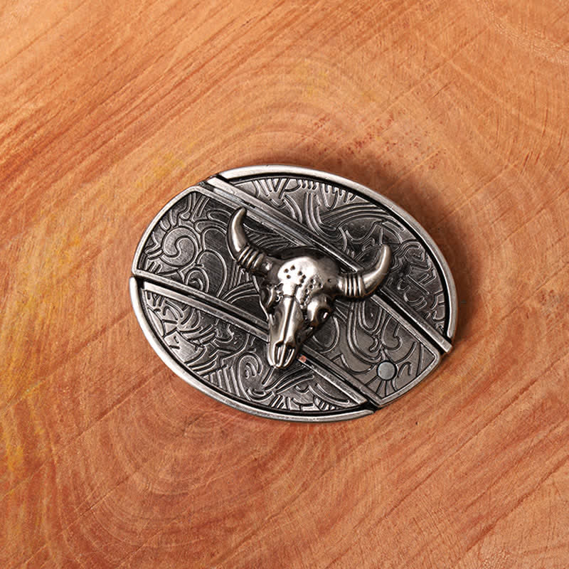 Men's DIY Longhorn Bull Hidden Folding Knife Leather Belt - image 2