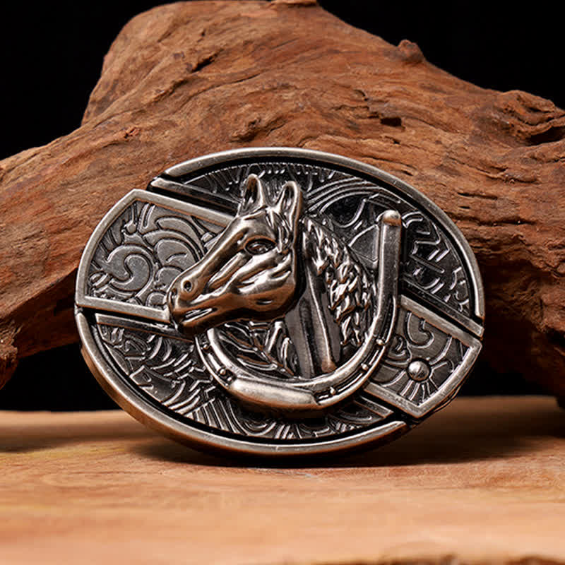 Men's DIY Horse Head Hidden Folding Knife Leather Belt - Horse Head - Without Belt - Not Included Belt - image 0