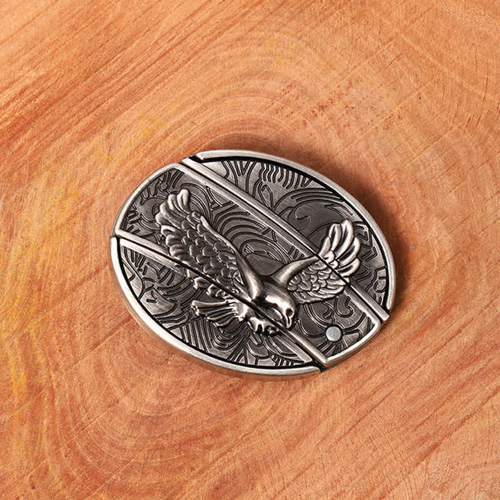 Men's DIY Soaring Eagle Hidden Folding Knife Leather Belt - image 4