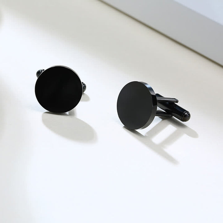 1 Pair Laser Engraved Custom Round Shape Suit Cufflinks