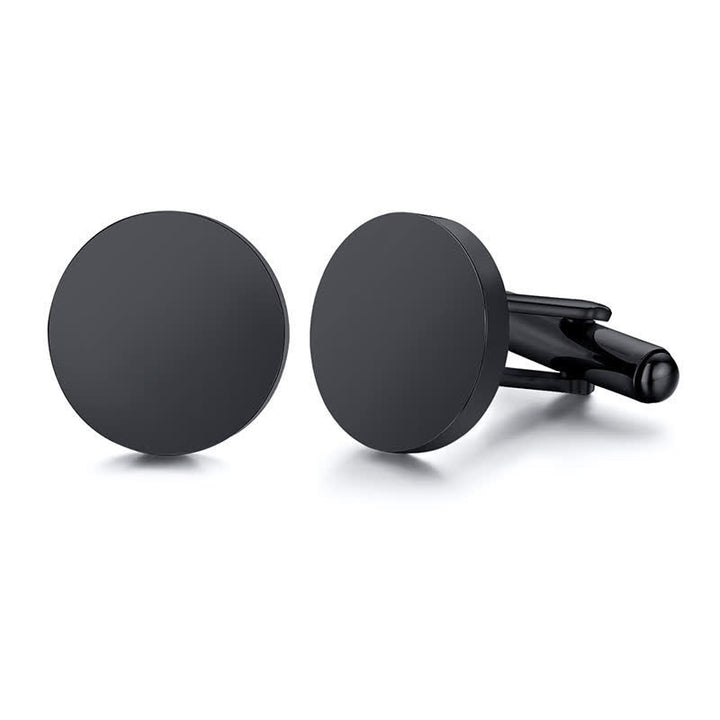1 Pair Laser Engraved Custom Round Shape Suit Cufflinks