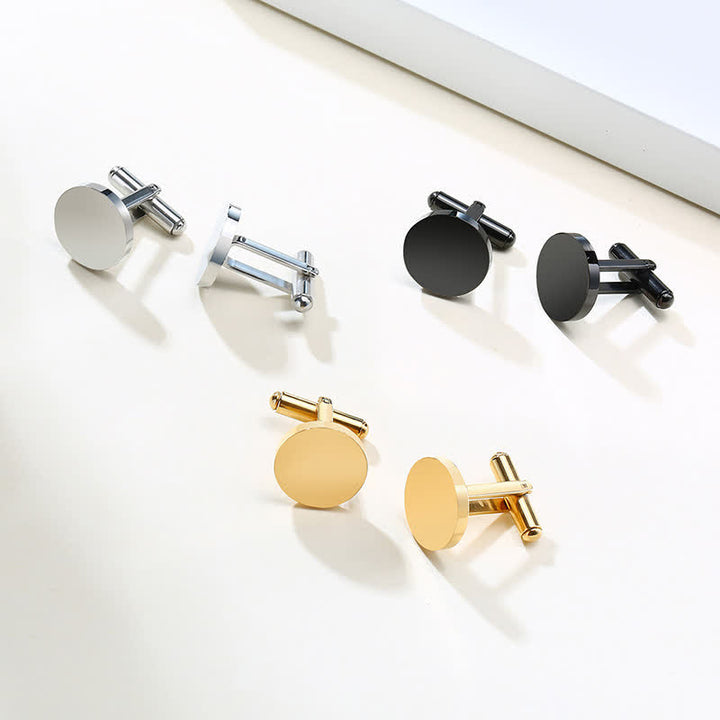 1 Pair Laser Engraved Custom Round Shape Suit Cufflinks - image 6