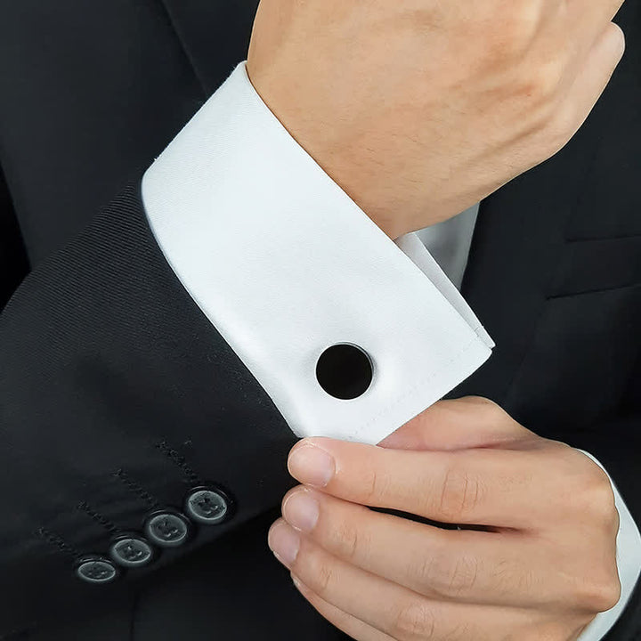 1 Pair Laser Engraved Custom Round Shape Suit Cufflinks - image 1