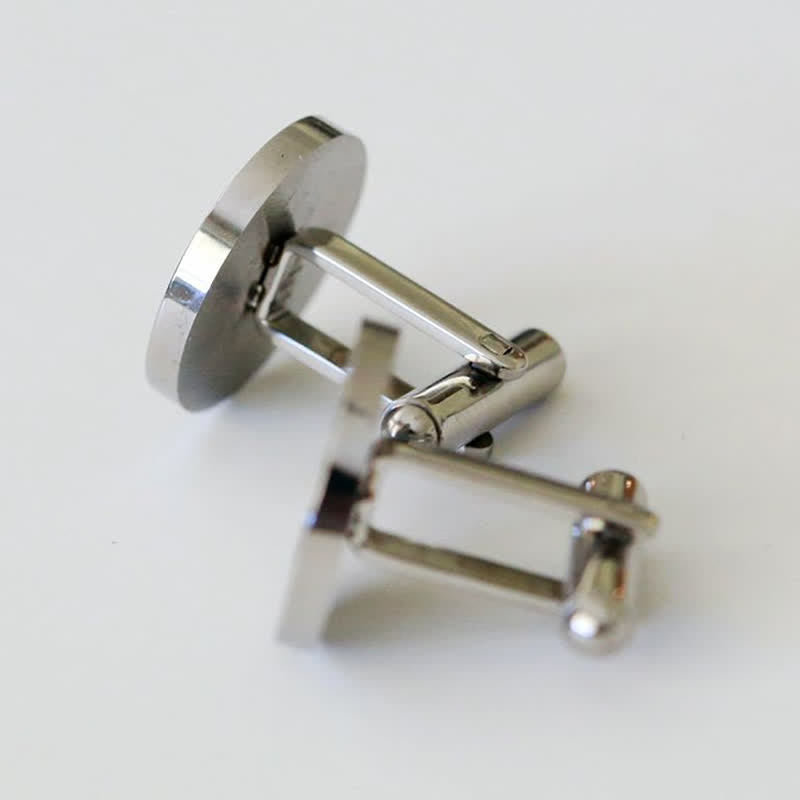 1 Pair Laser Engraved Custom Round Shape Suit Cufflinks